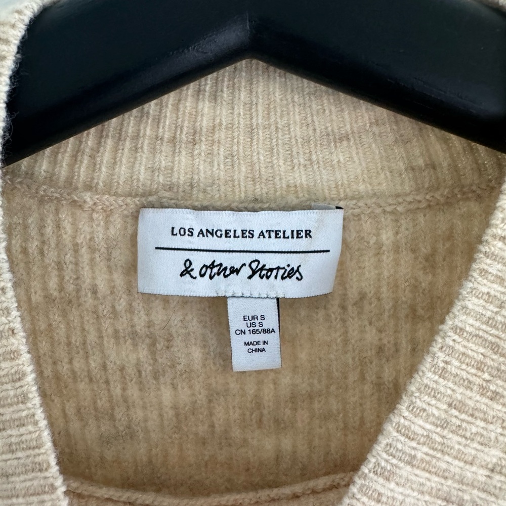 Beige Ribbed Knit Sweater - Picture 2 of 4